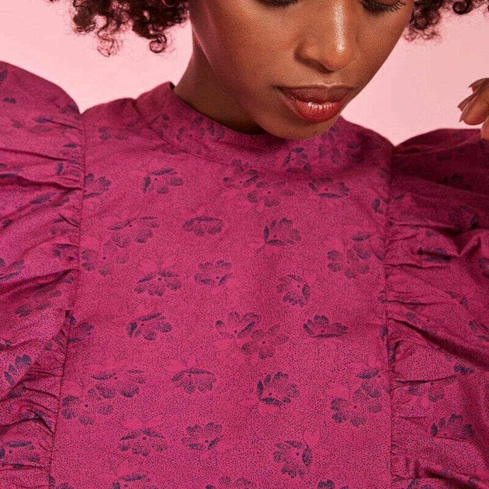 Des Petits Hauts Voliane Cassis Blouse Floral Printed Top XS 0